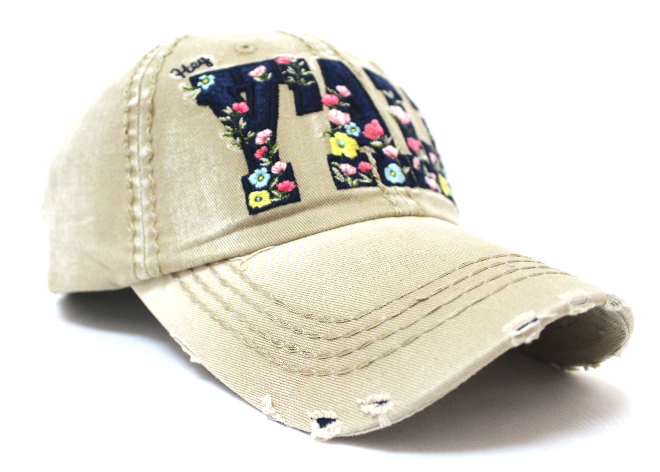FLORAL HEY Y'ALL KHAKI - Click Image to Close