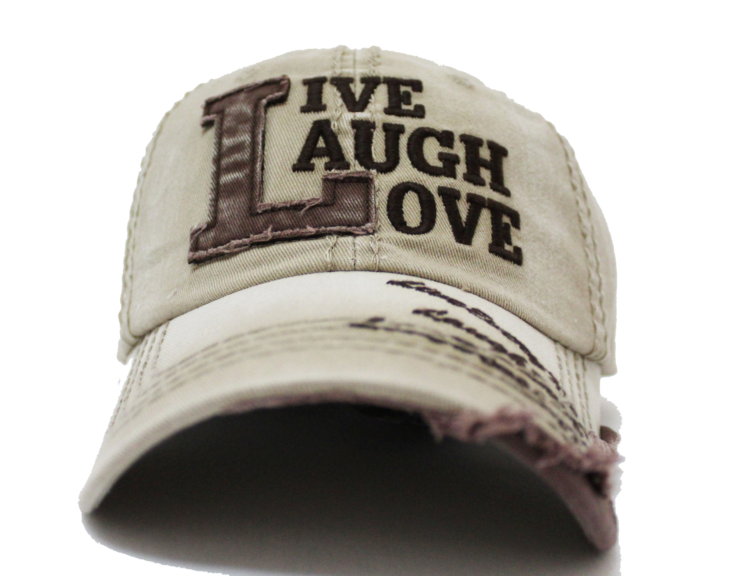 LIVE, LAUGH, LOVE VINTAGE CAP KHAKI